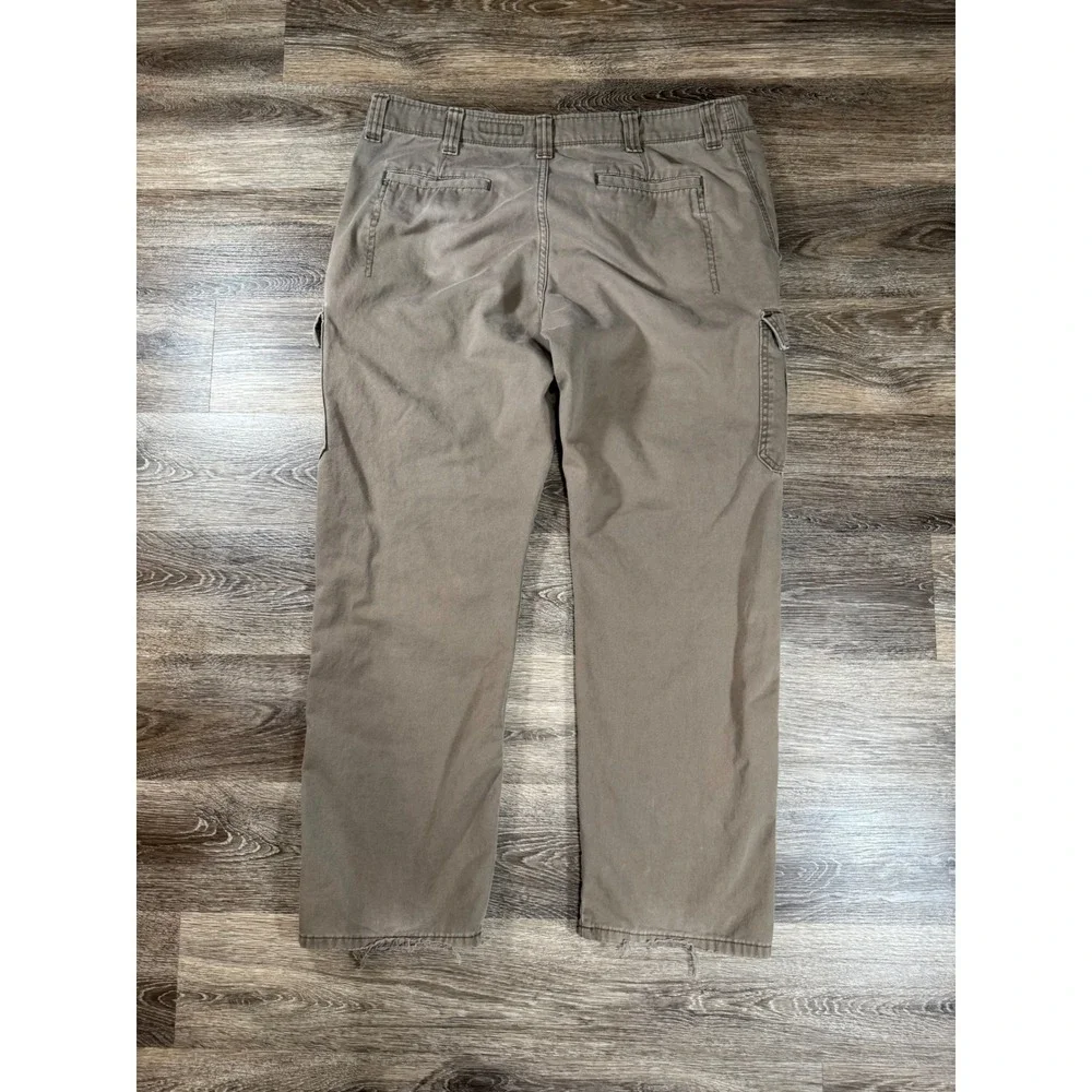 Wrangler Pants Mens 36x32 Relaxed Fit Cargo Brown Cotton‎ Distressed